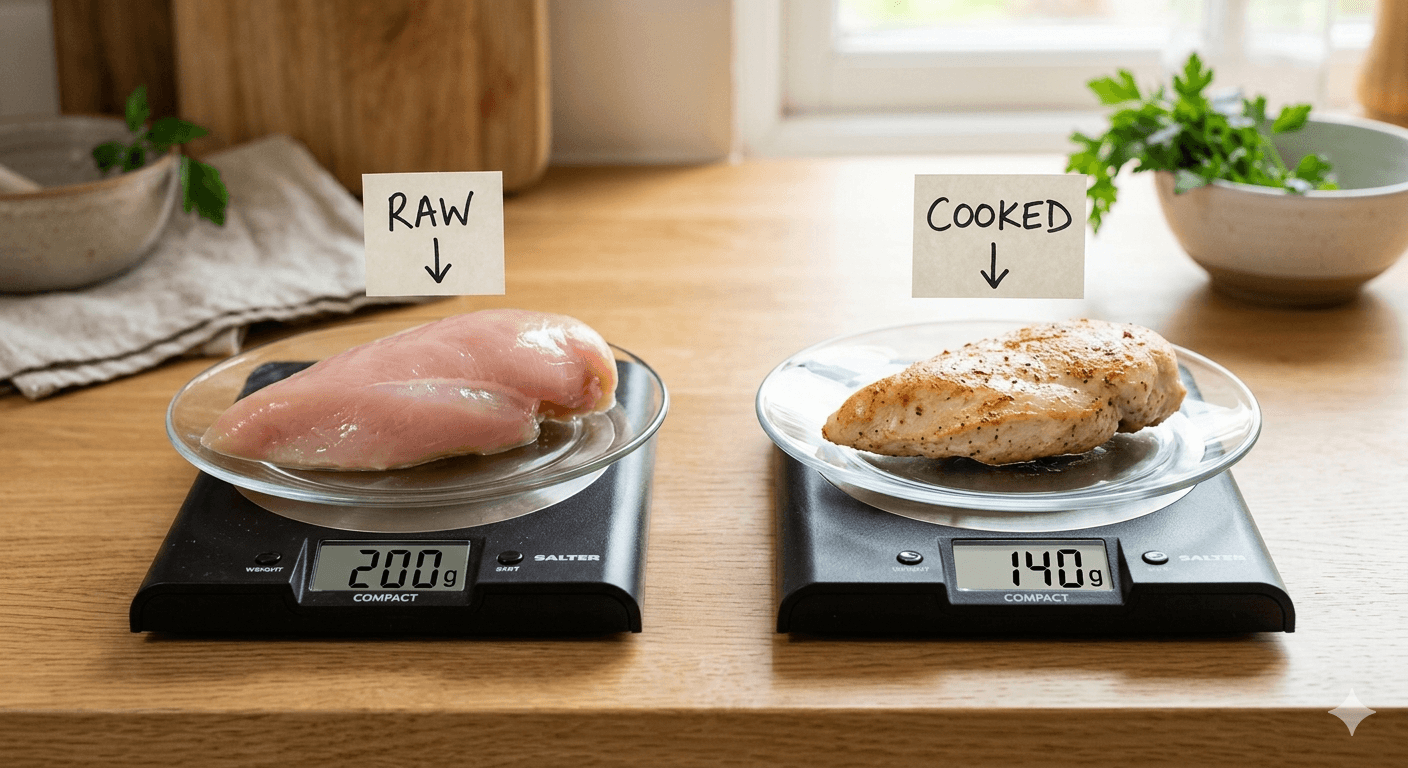 Chicken breast cooking loss example for recipe costing